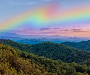 rainbow squiggle over tennessee mountains